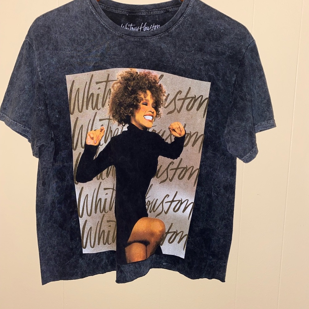 Whitney Houston vintage style 80's music print cropped t shirt MEDIUM